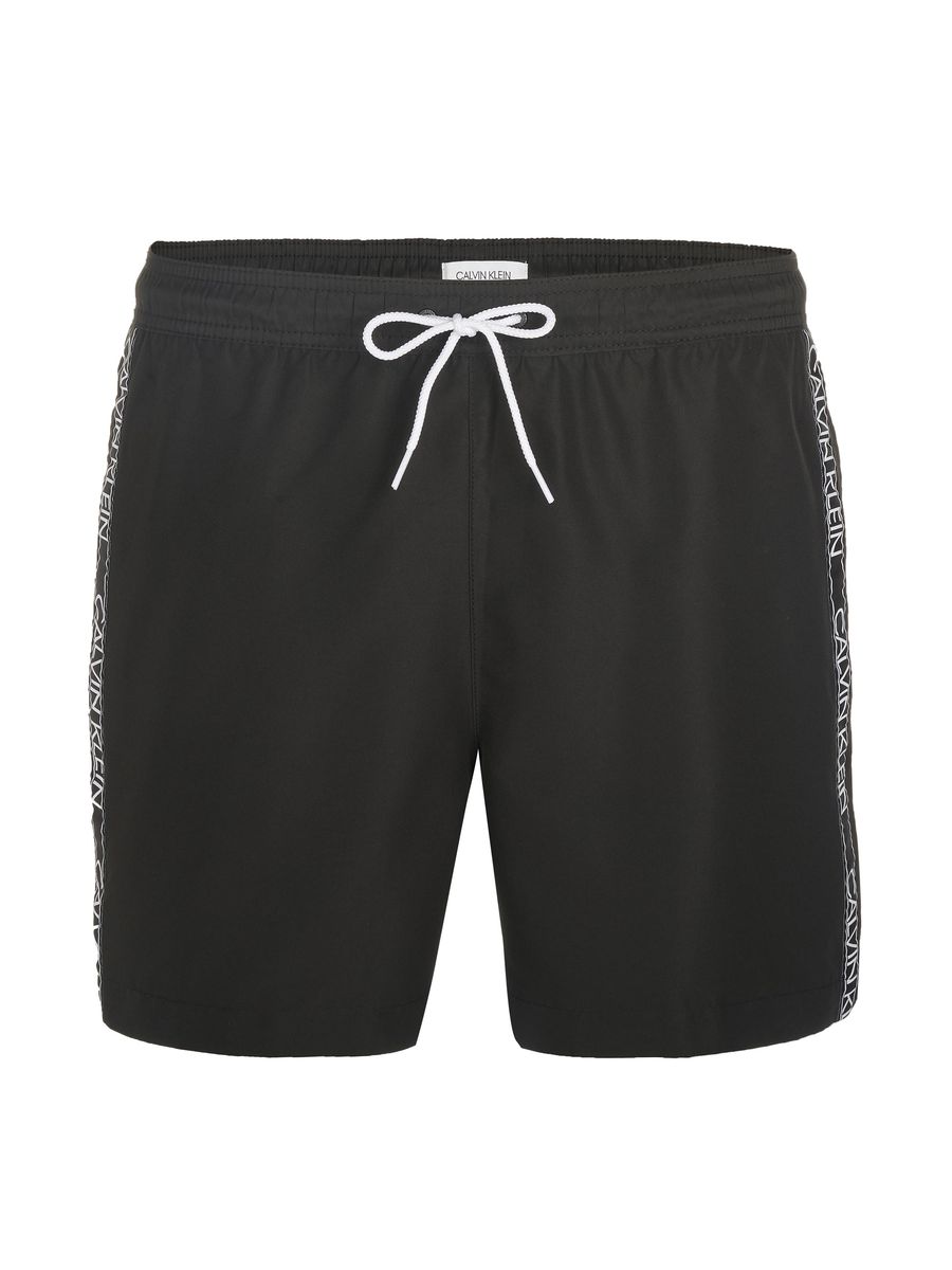 Schwarze Herren Badeshorts mit Logo-Streifen