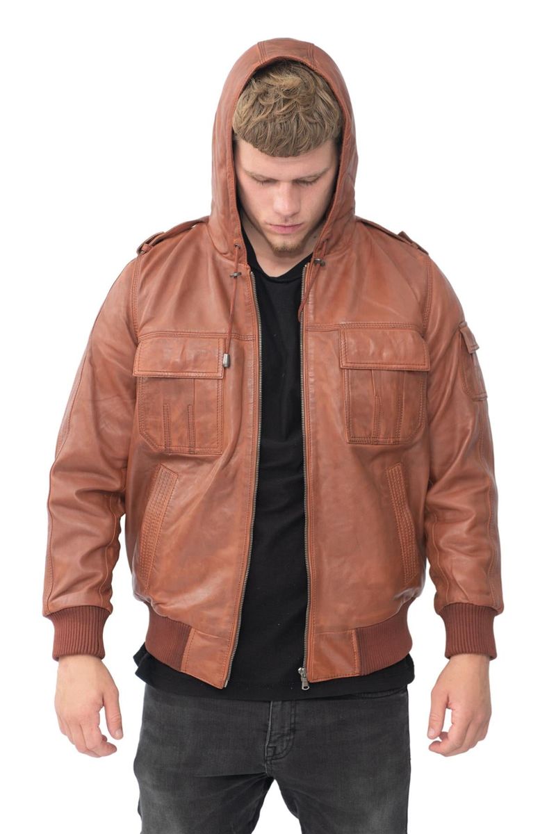 Utility-Lederbomber mit Kapuze
