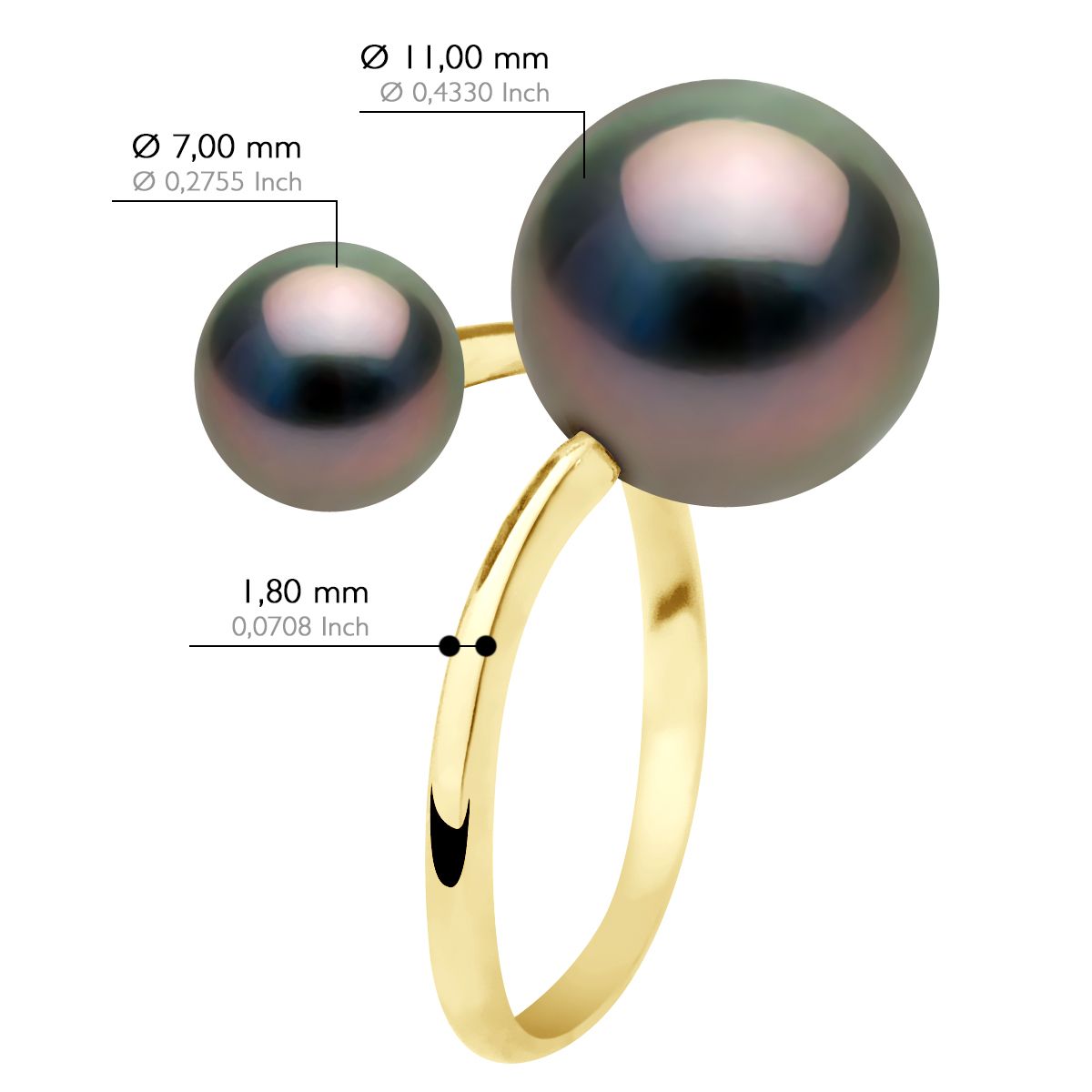 Tahiti-Perlen Bypass-Ring aus Gelbgold