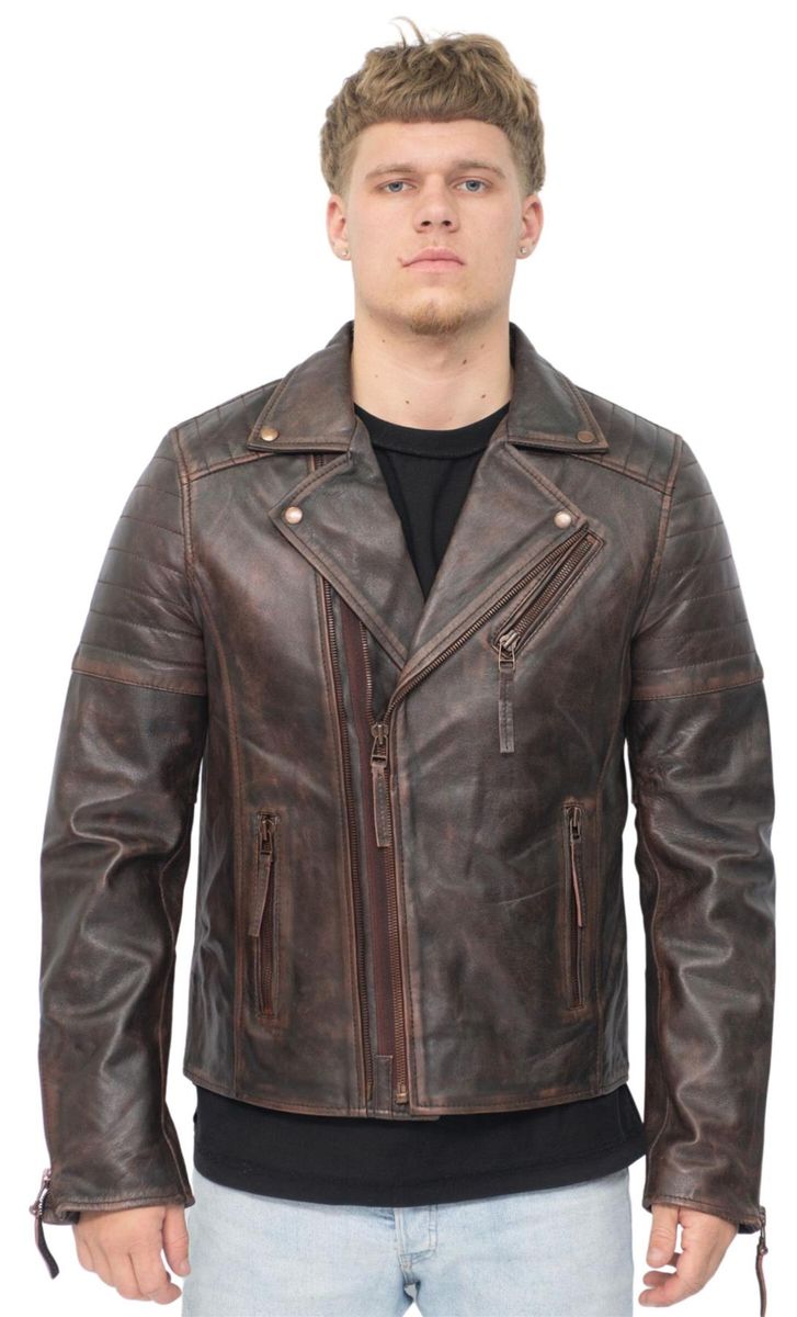 Brando Herren-Leder-Bikerjacke