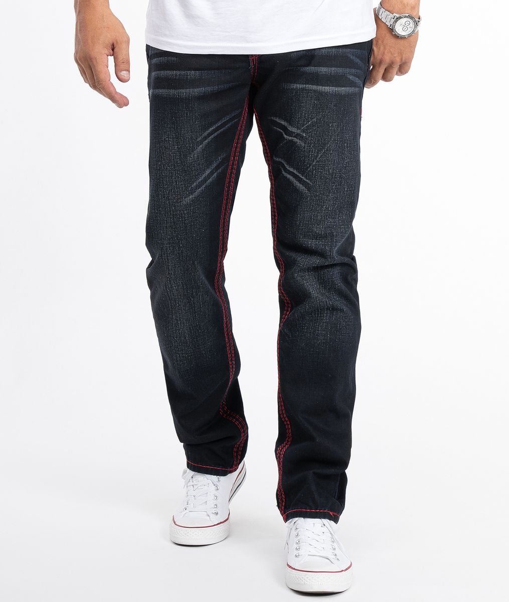 Herren Straight-Leg Schwarze Comfort Jeans