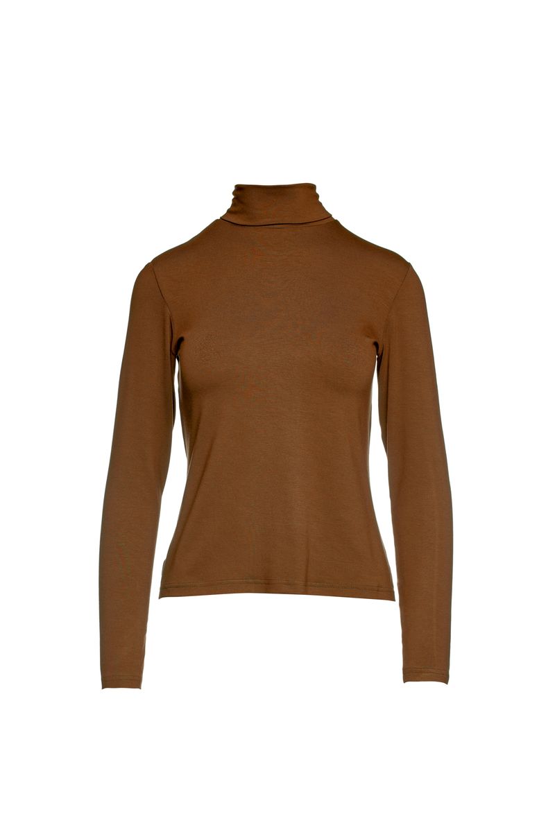 Langärmeliges Rollkragen Stretch-Top
