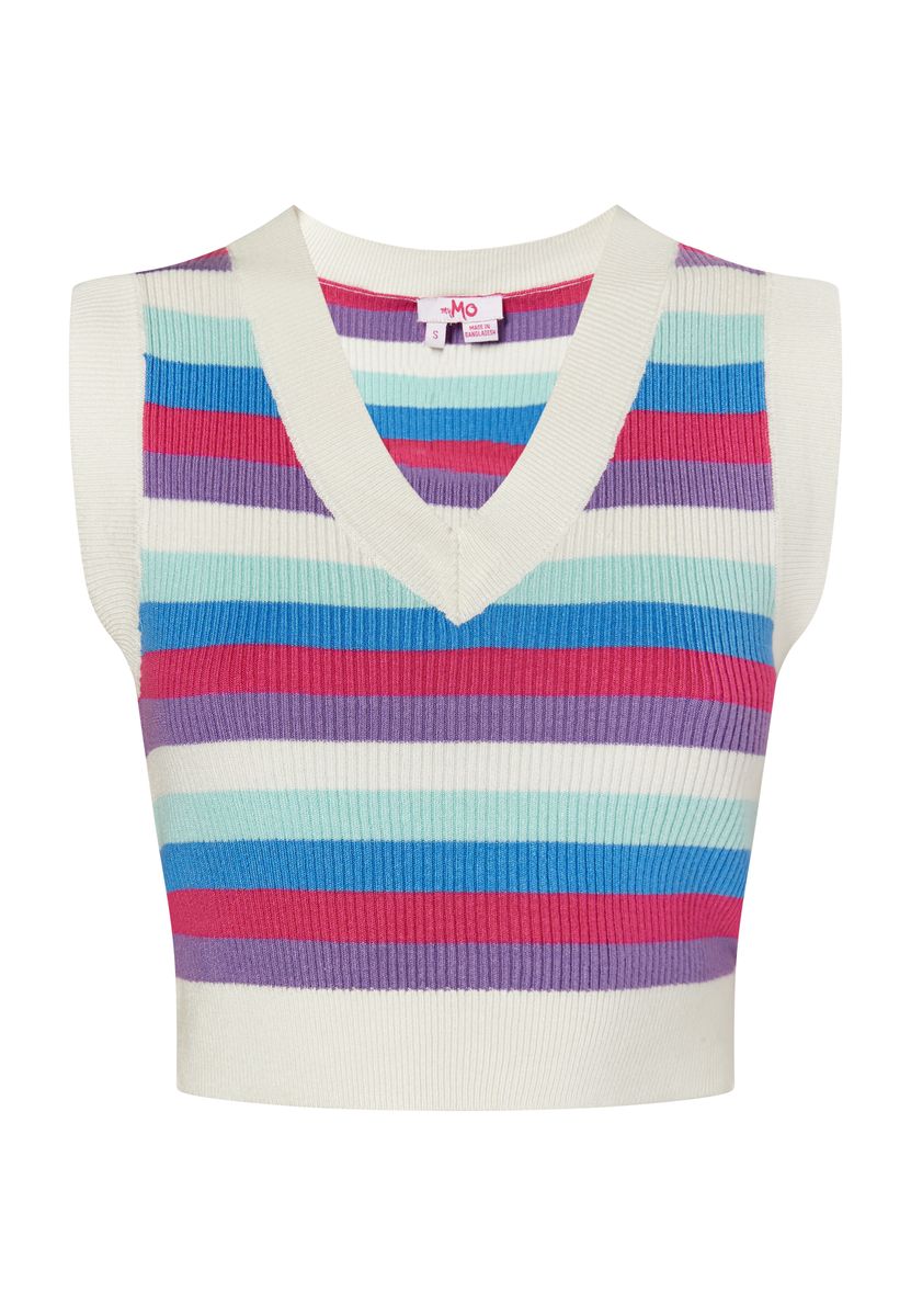 Mymo strickpullunder Damen Wollweiß Mehrfarbig