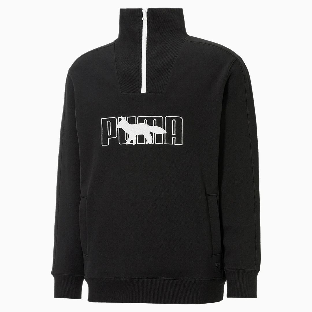Schwarzes Half-Zip-Pullover-Sweatshirt