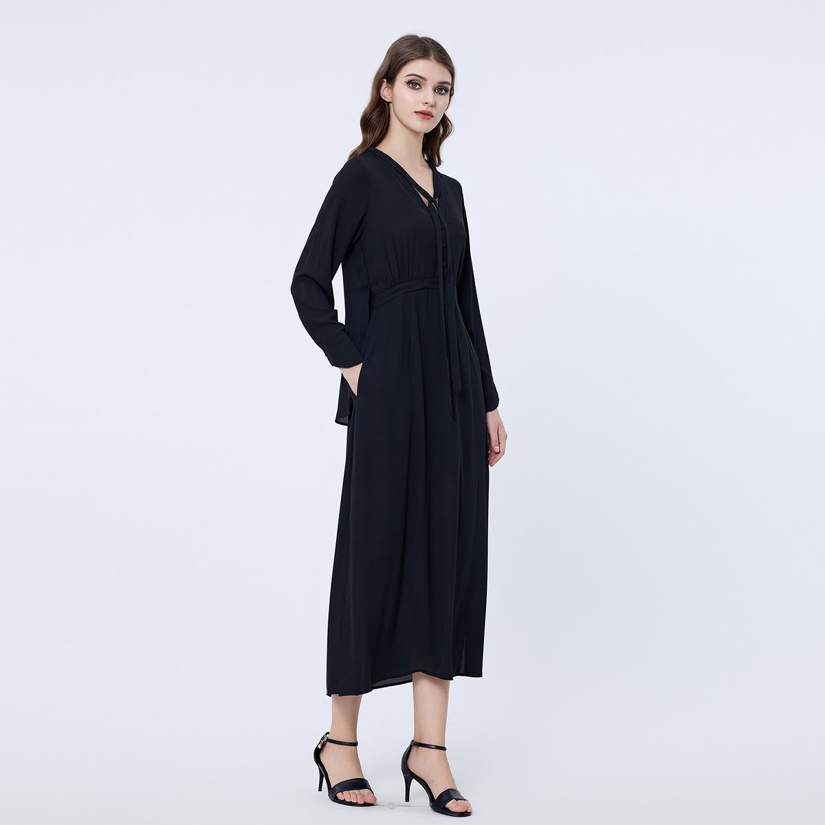 Elegantes langes Schluppen-Blusenkleid