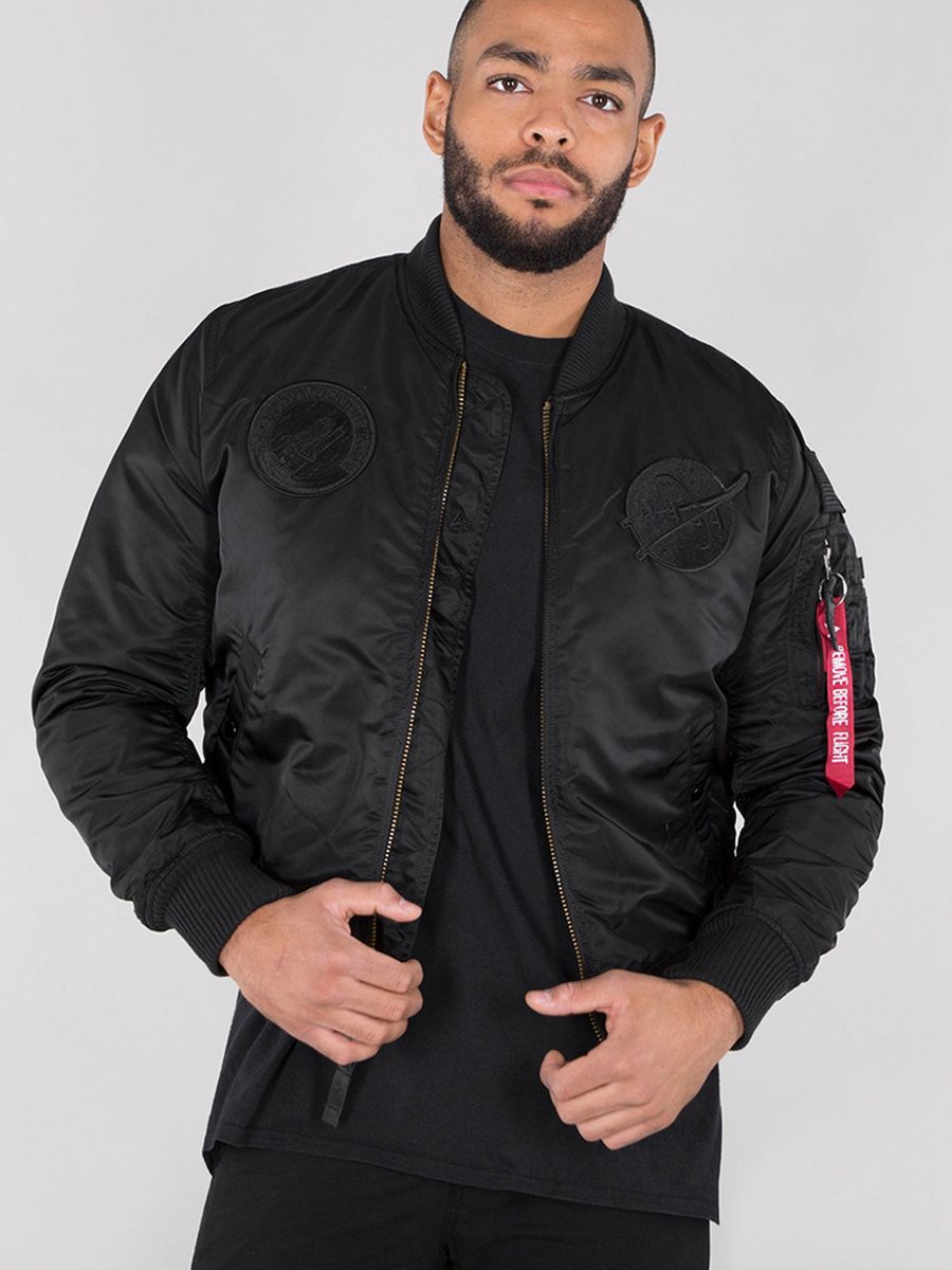 NASA-Patches Slim Fit Bomberjacke