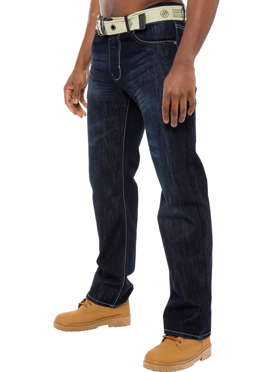 Herren Jeans mit geradem Bein, dunkle Waschung