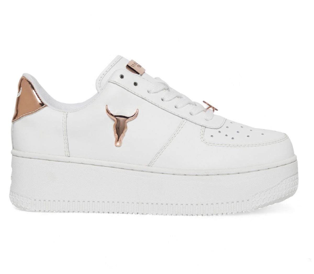 Plateau-Leder-Sneakers mit Stier-Logo