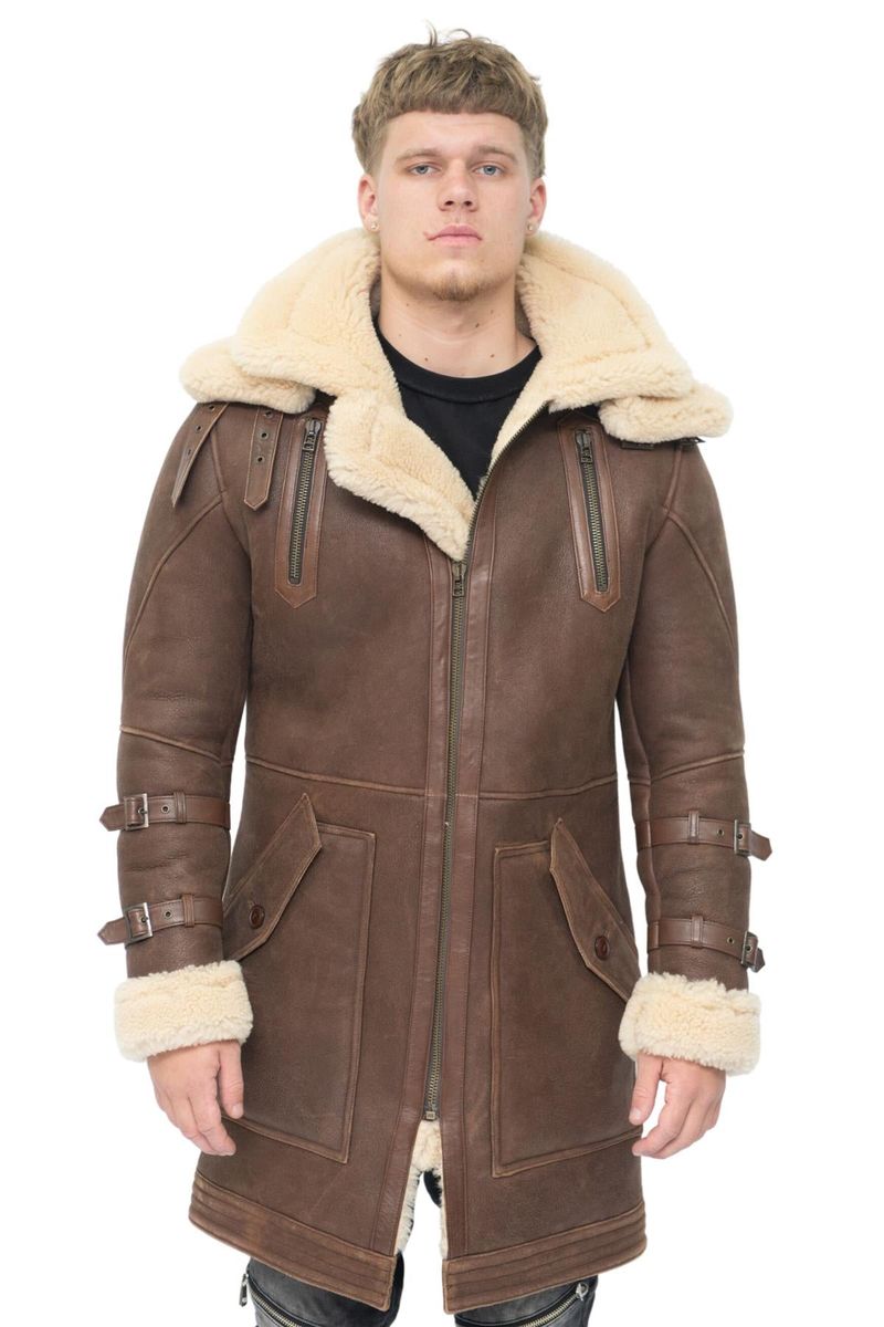 Medina Lammfell Leder Trenchcoat
