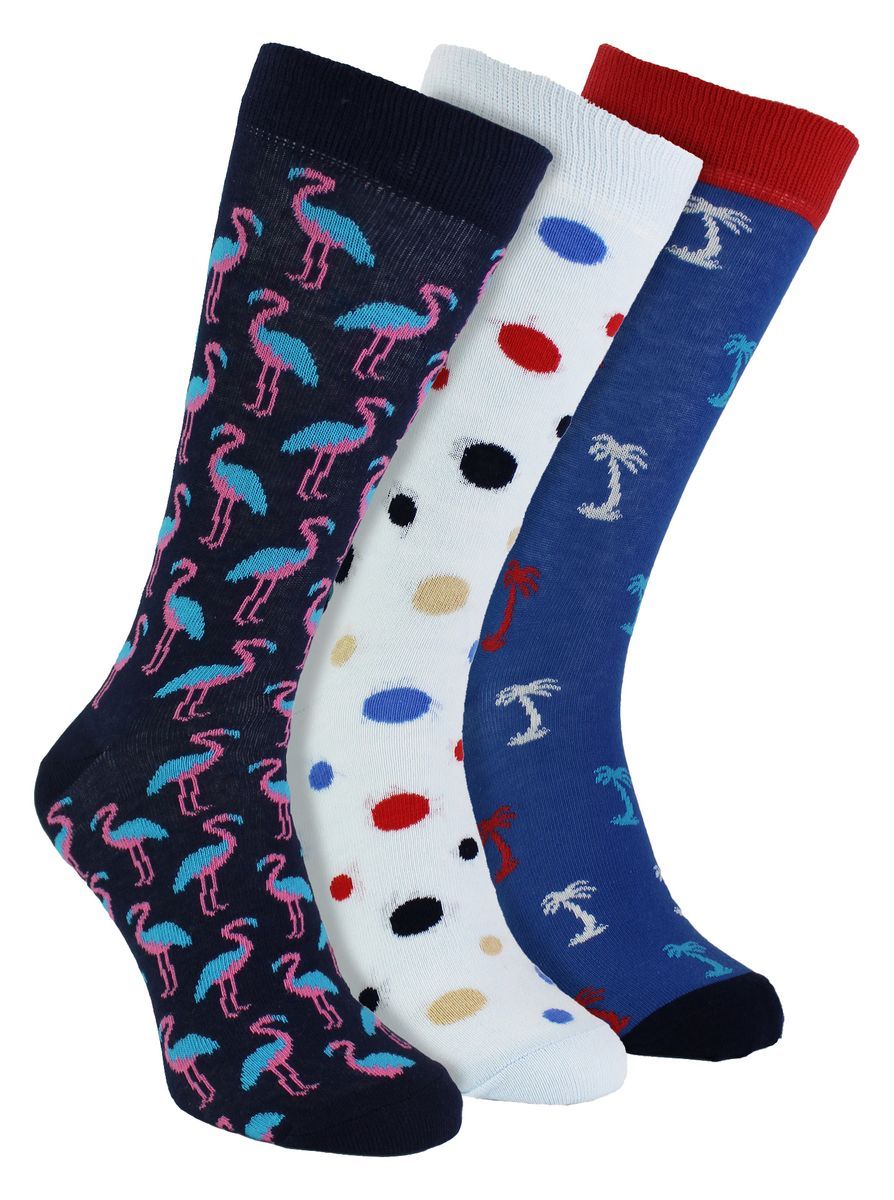 HS von Happy Socks - Herren 3er-Pack ausgefallene Sommer-Vibes Socke - Palmen