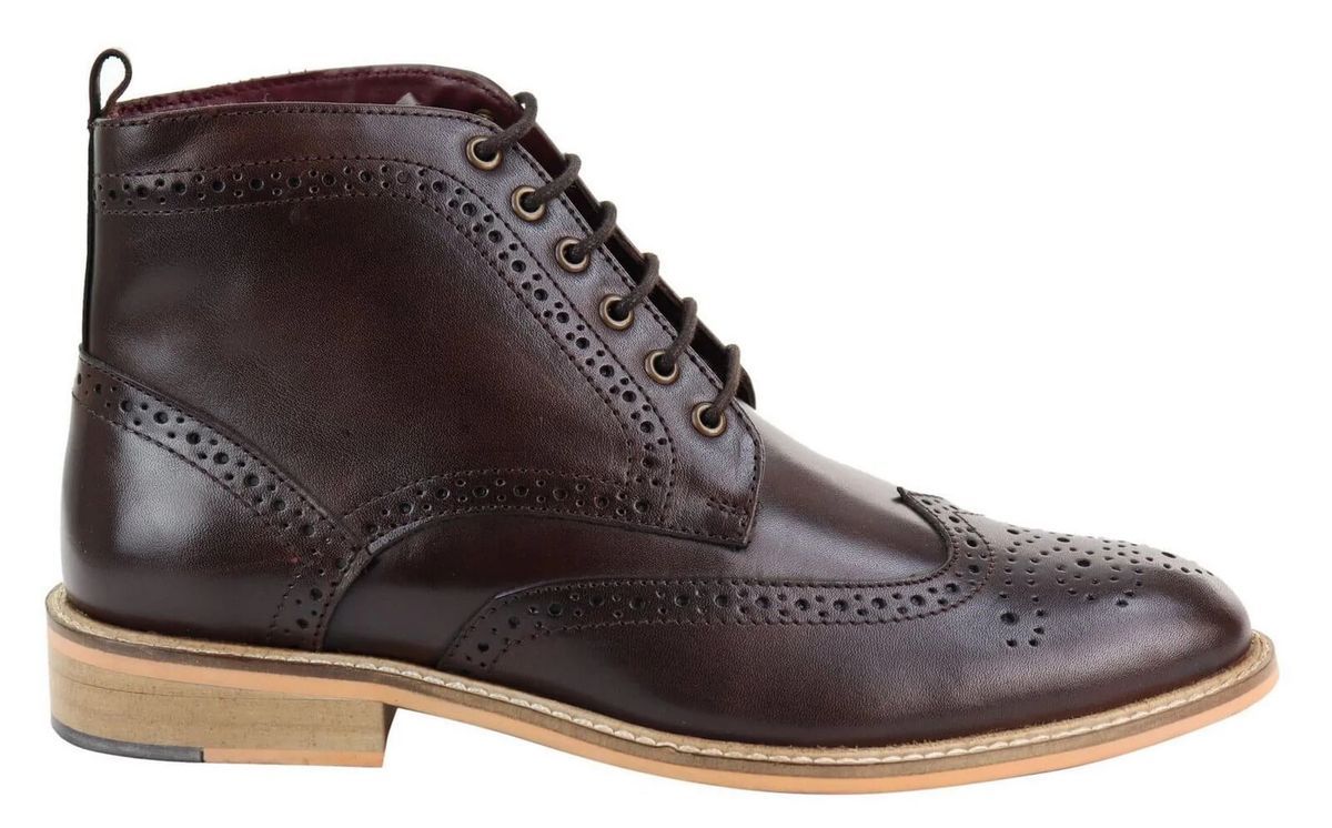 Herren Brogue Wingtip Leder Stiefeletten