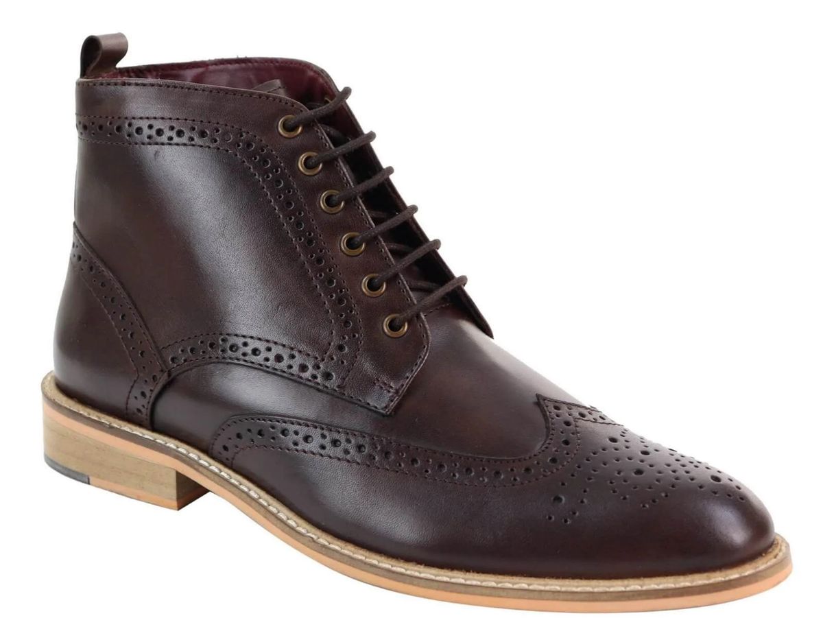 Elegante Brogue-Lederstiefeletten