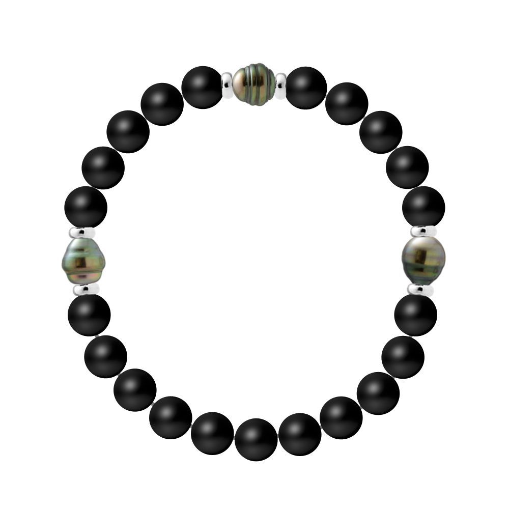 Schwarz Achat Sterlingsilber Armband
