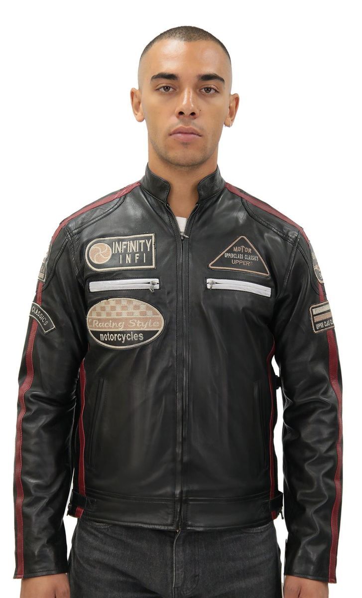 Herren Leder Bikerjacke im Racing-Stil