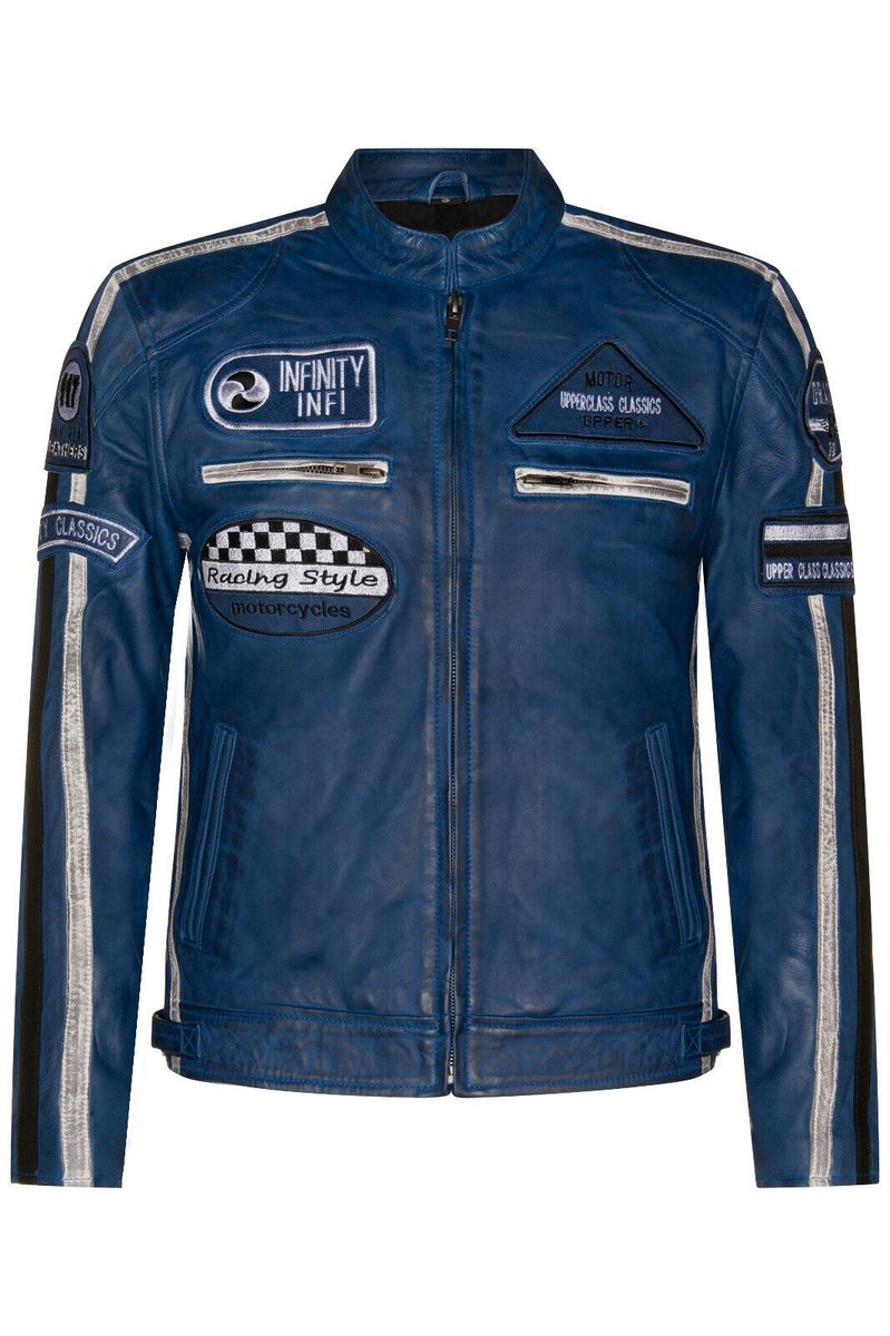 Herren Leder Bikerjacke im Racing-Stil