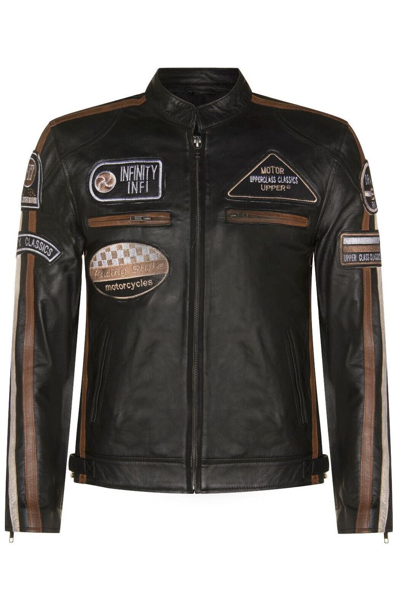 Herren Leder Bikerjacke im Racing-Stil