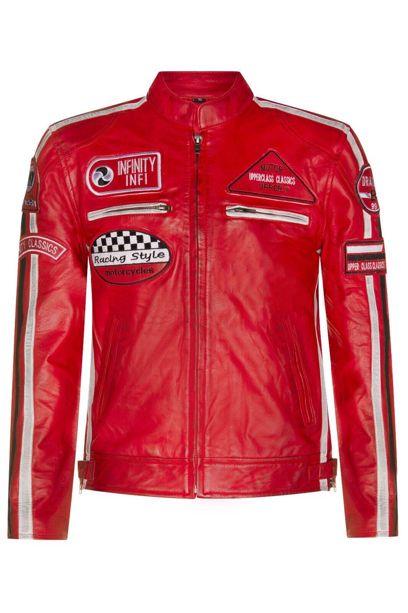 Herren Leder Bikerjacke im Racing-Stil