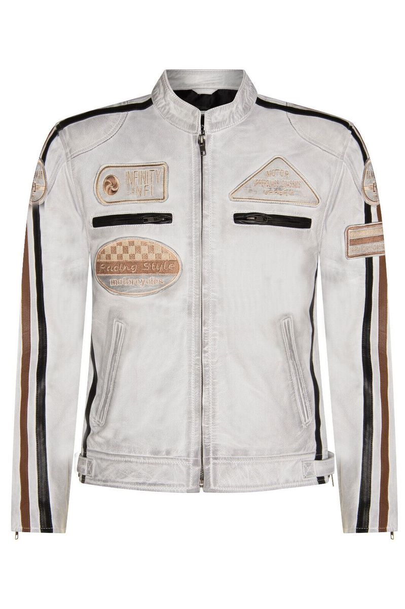 Herren Leder Bikerjacke im Racing-Stil