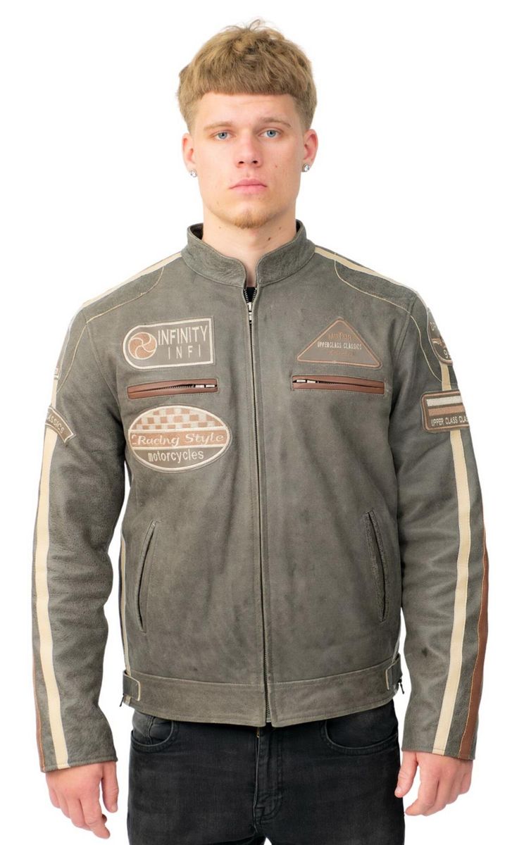 Herren Leder Bikerjacke im Racing-Stil