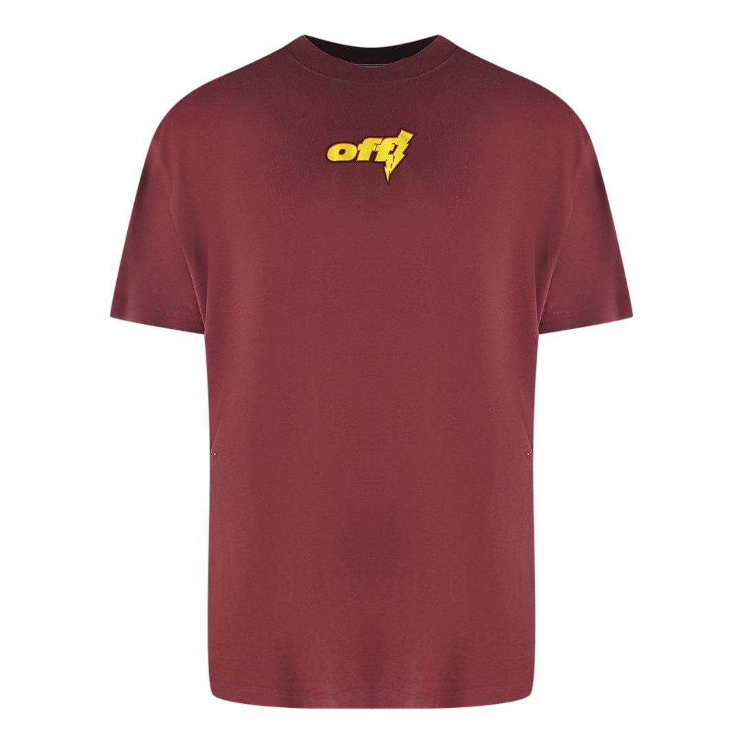 Off-White Burgunderrotes Oversize Logo T-Shirt