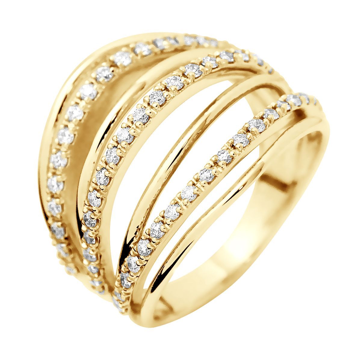 Diamant-Pavé Gelbgold Ring