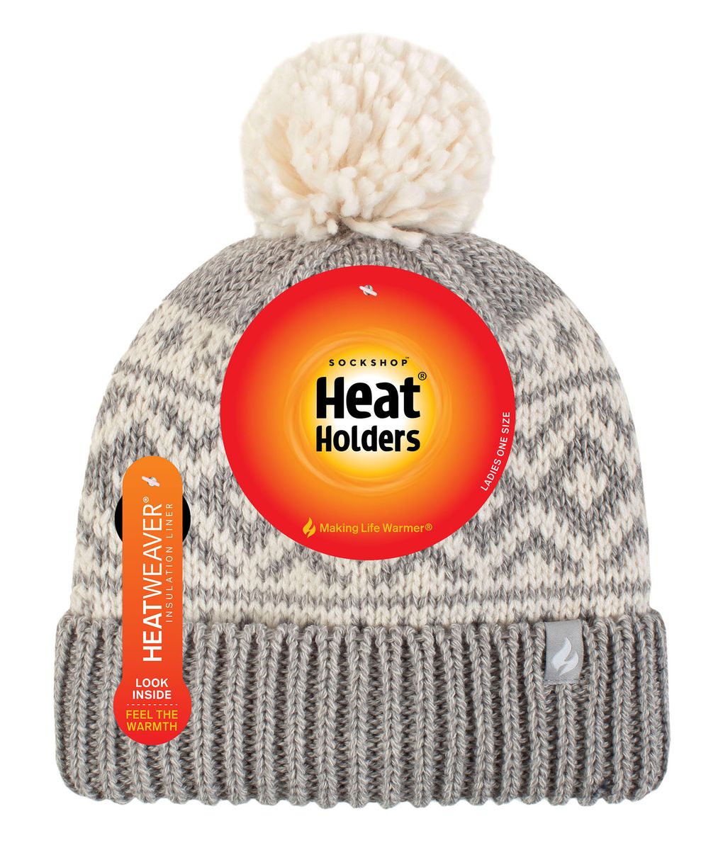 Gemusterte Strickmütze mit Bommel