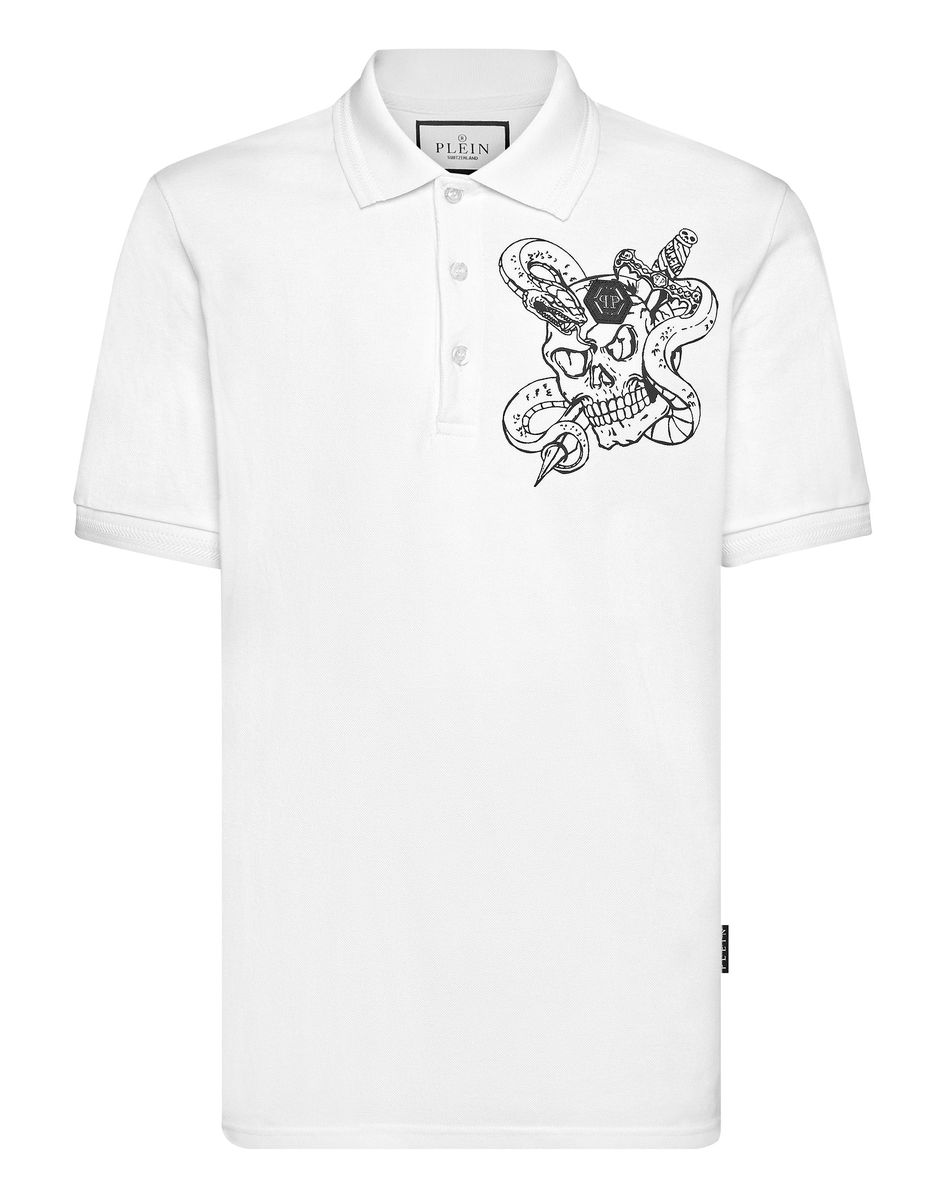 Piqué-Poloshirt mit Schlangen-Grafik