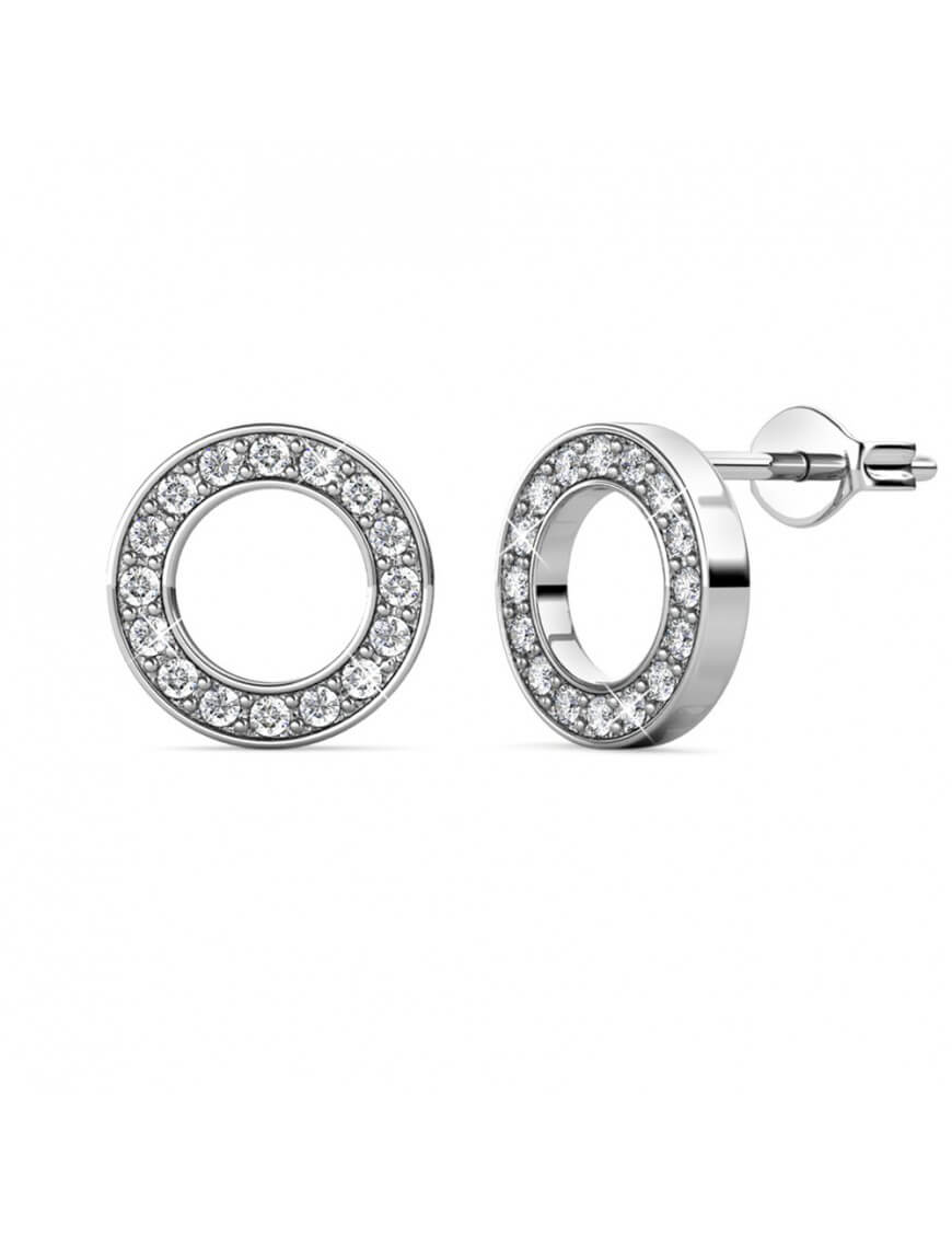 Kristall-Kreis-Ohrstecker in Silber