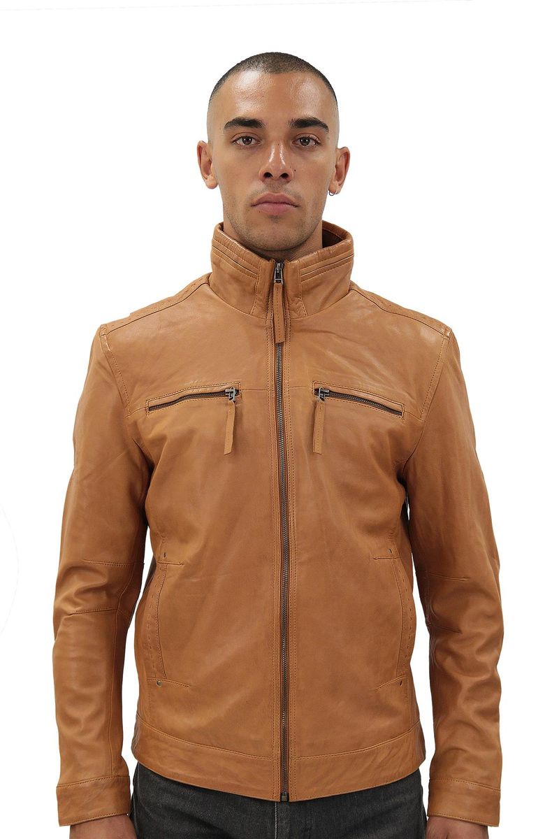 Klassische Herren-Bikerjacke aus Leder