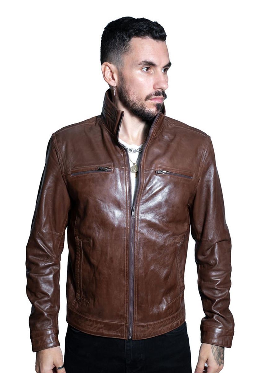 Klassische Herren-Bikerjacke aus Leder
