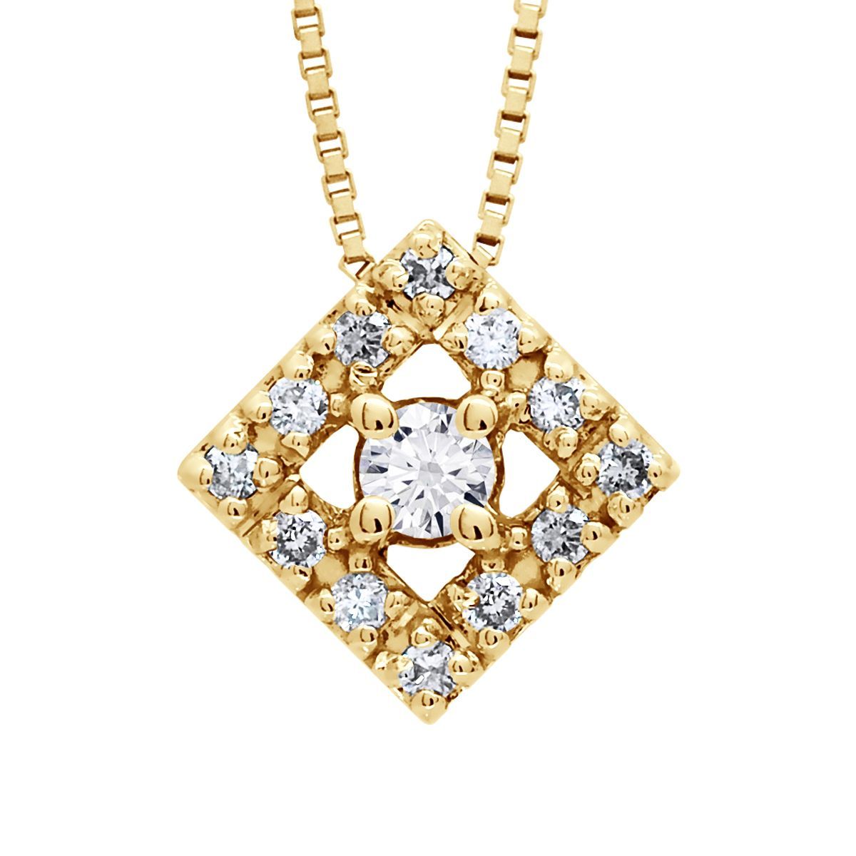 Diamant-Halo-Anhänger Halskette in Gold