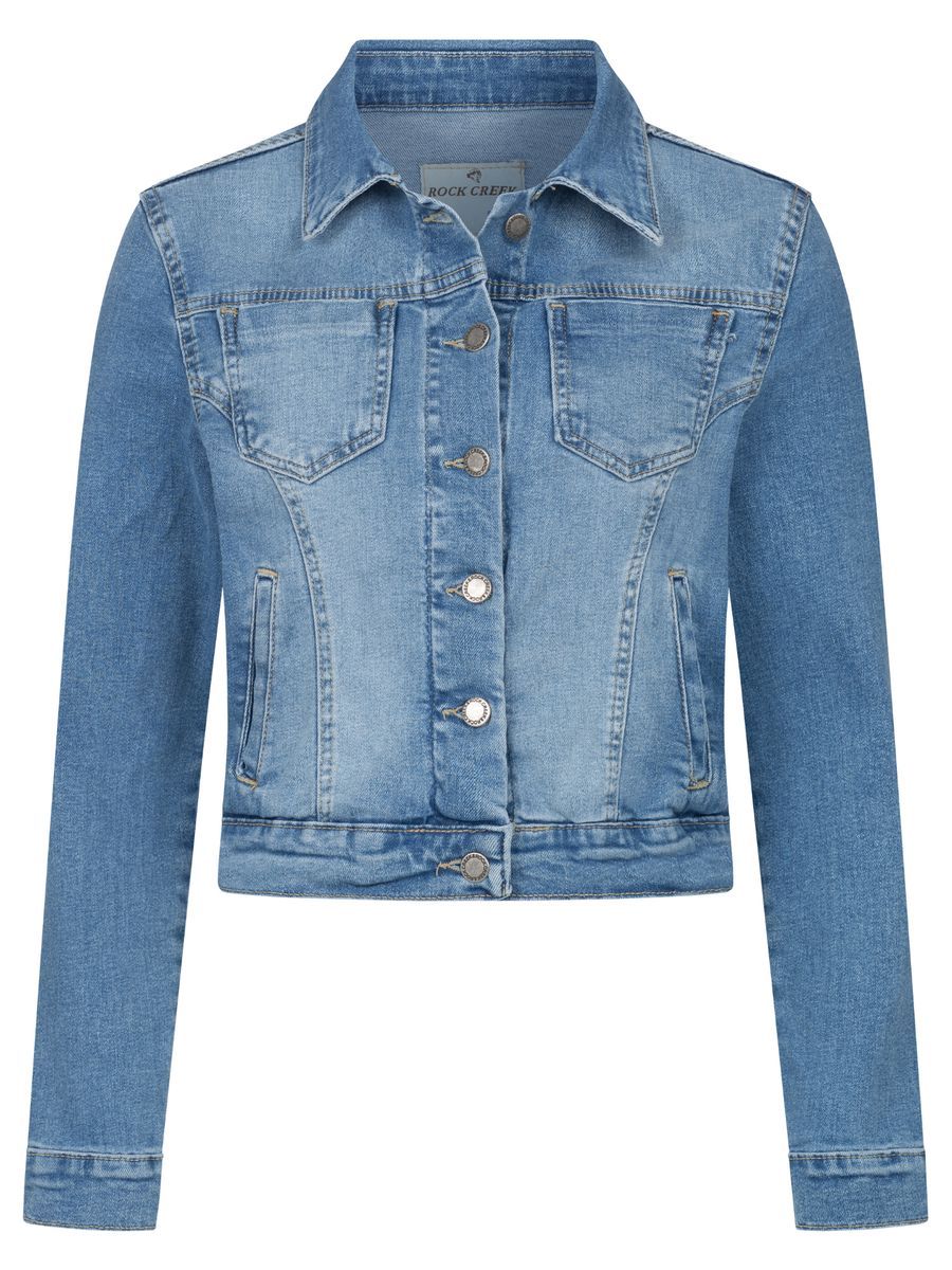 Kurze Jeansjacke in heller Waschung