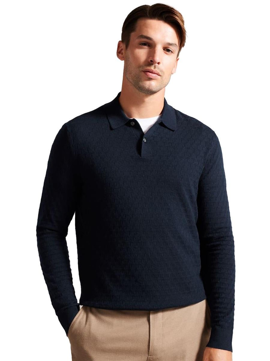 Herren Langarm Strick Polo Shirt