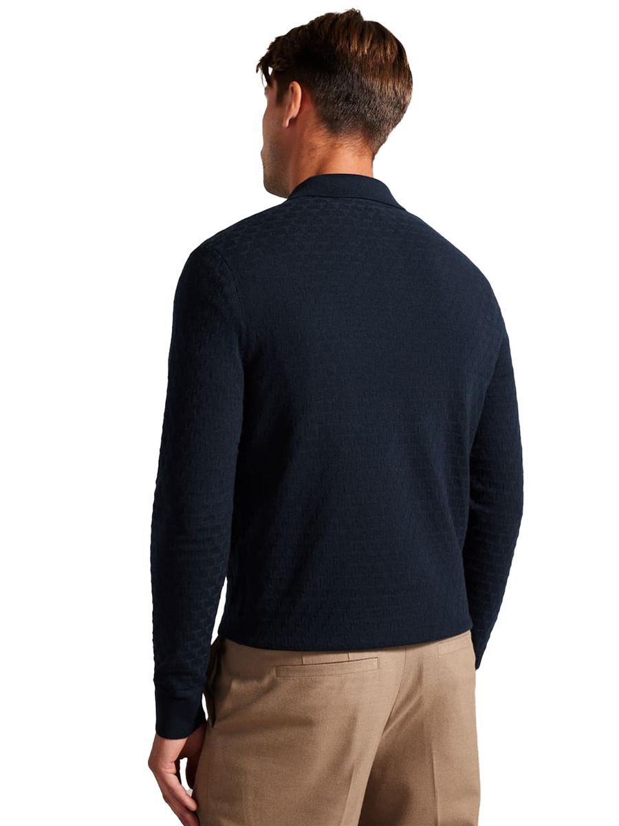 Langärmeliges Strick-Poloshirt mit Rautenmuster