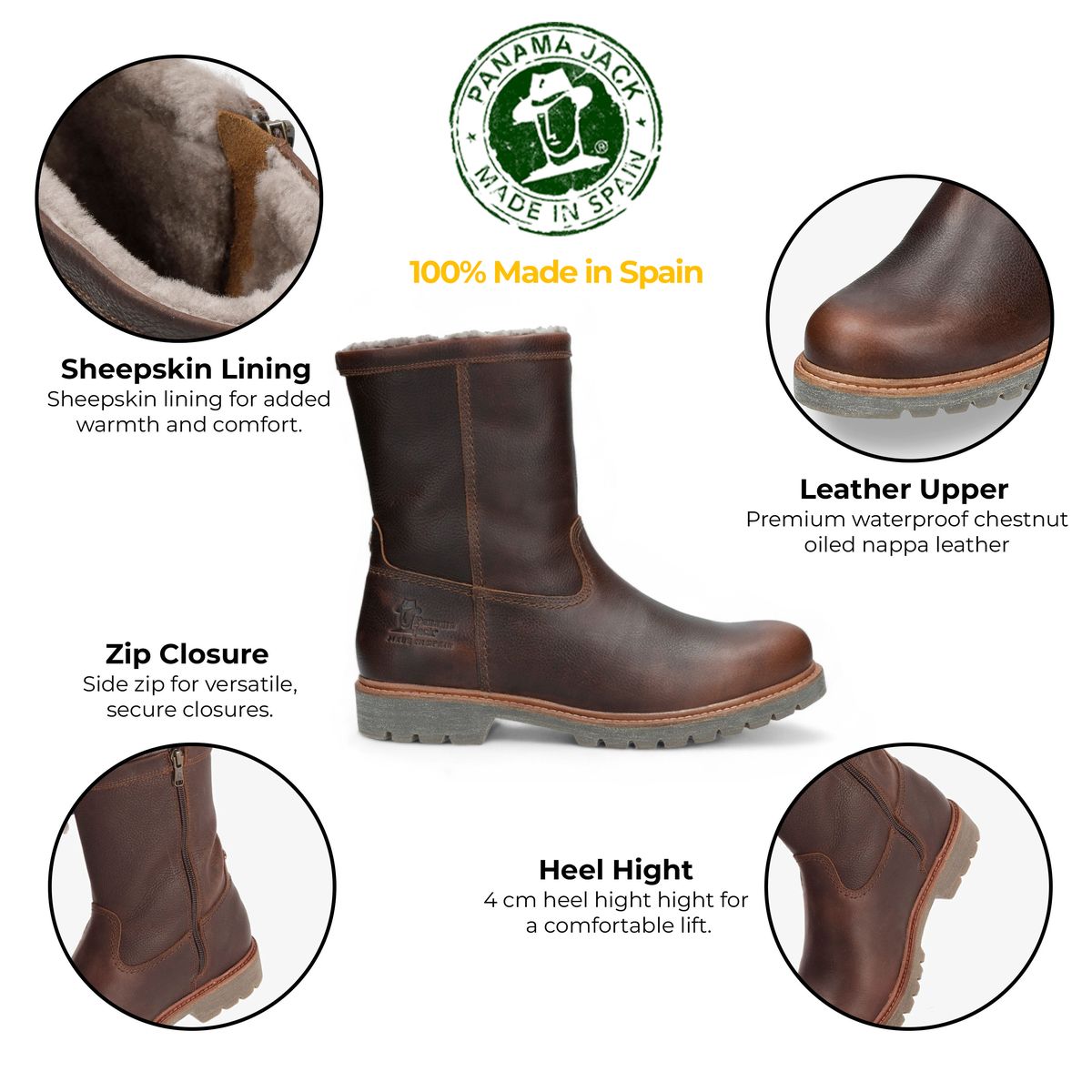 Robuste Lederstiefel mit Lammfellfutter