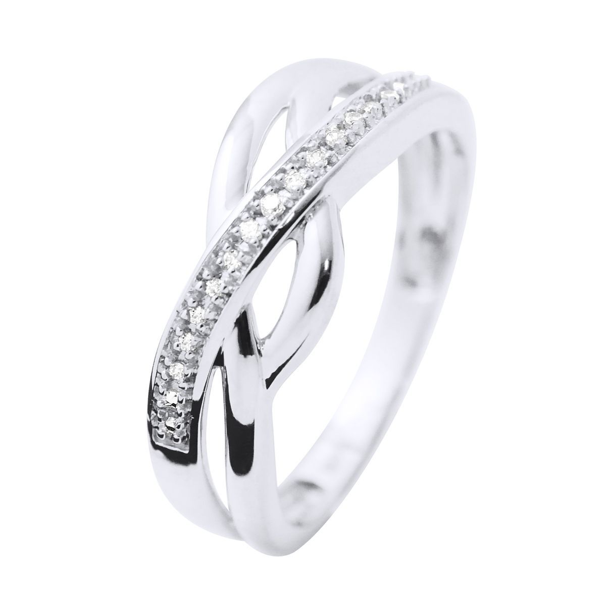 Verschränkter Diamantring aus Weißgold