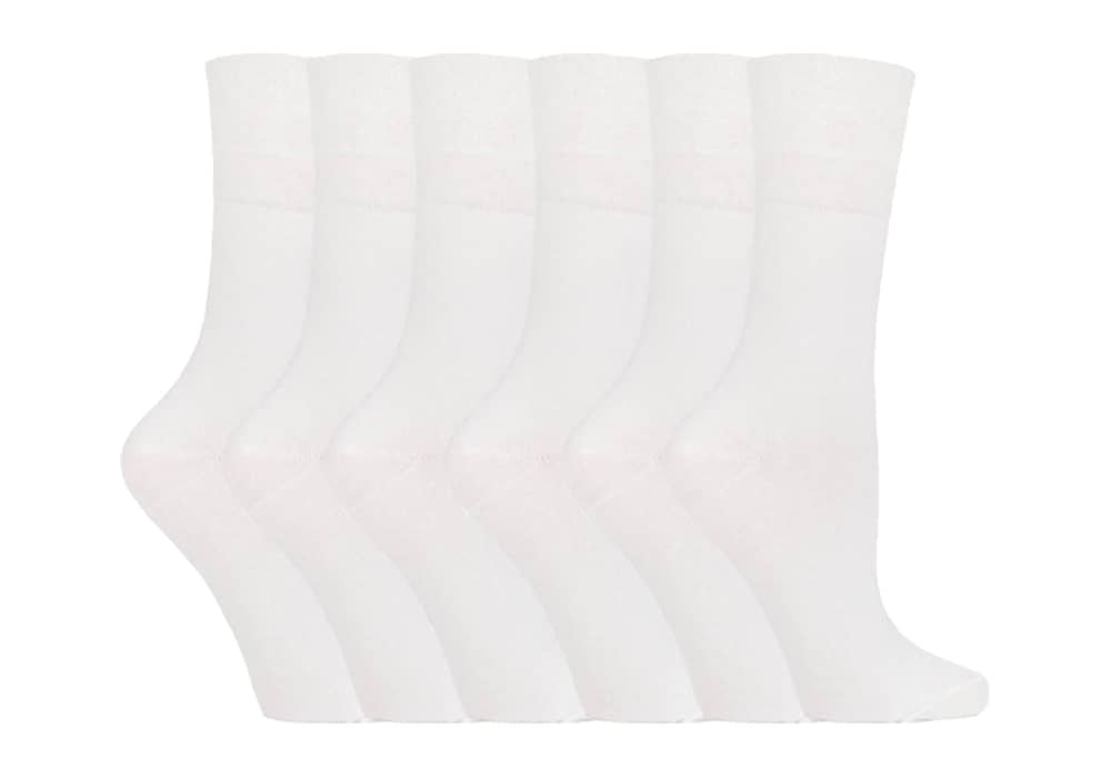 Gentle Grip - 6 Paar Damen Gentle Grip nicht elastische Socken - GG67 Weiß