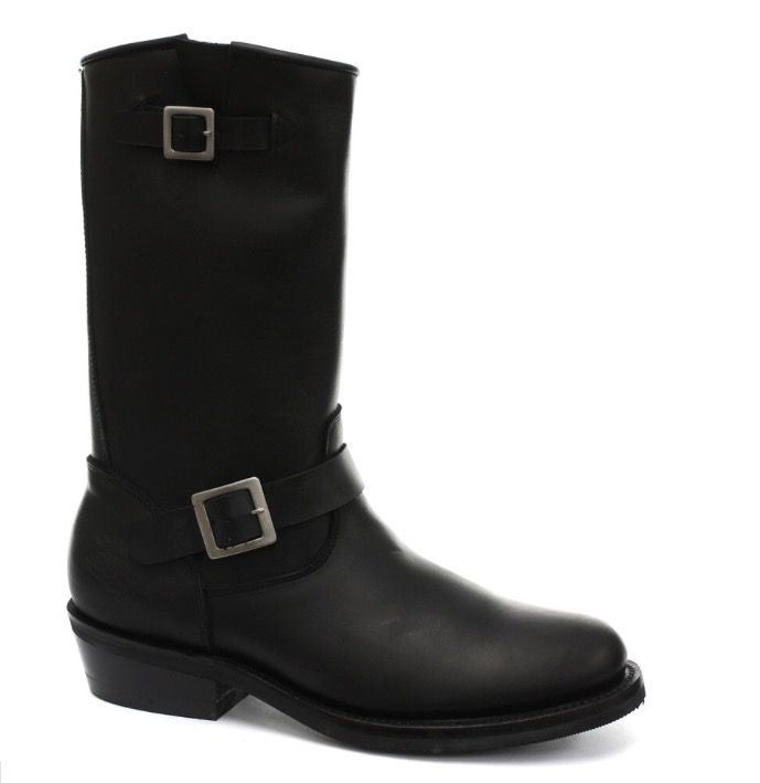 Schwarzer Western Biker Stiefel aus Leder