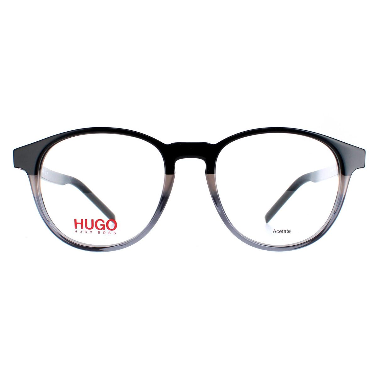 Runde Acetat Brille Schwarz Grau