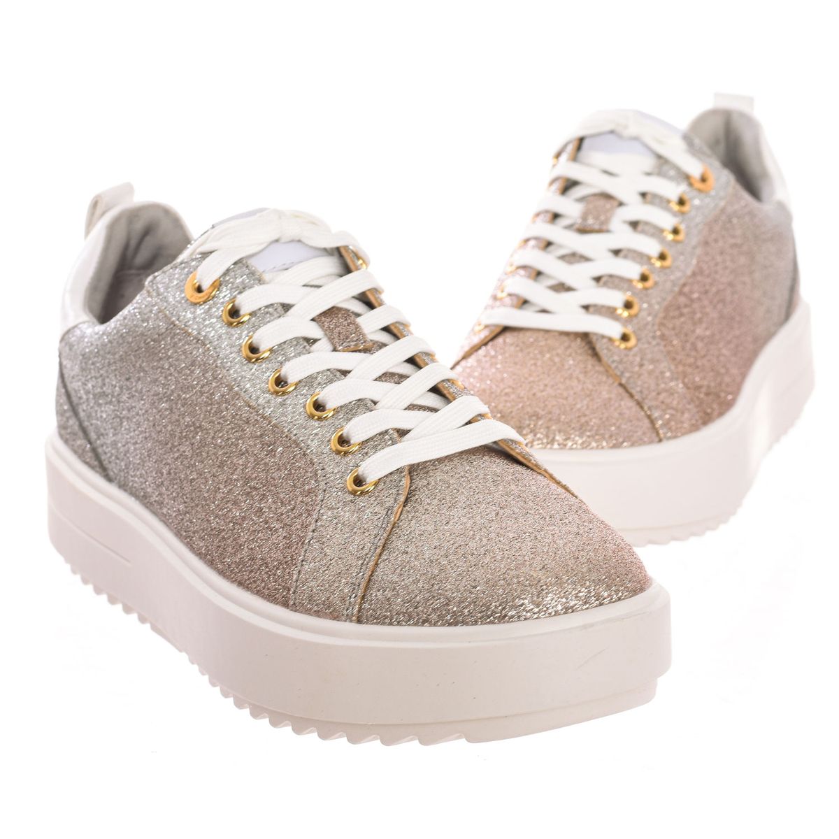 Funkelnde Plateausneaker mit Glitzer