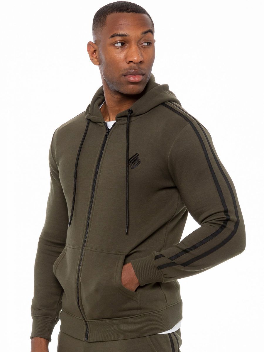 Herren Kapuzenpullover mit Reißverschluss und Streifen