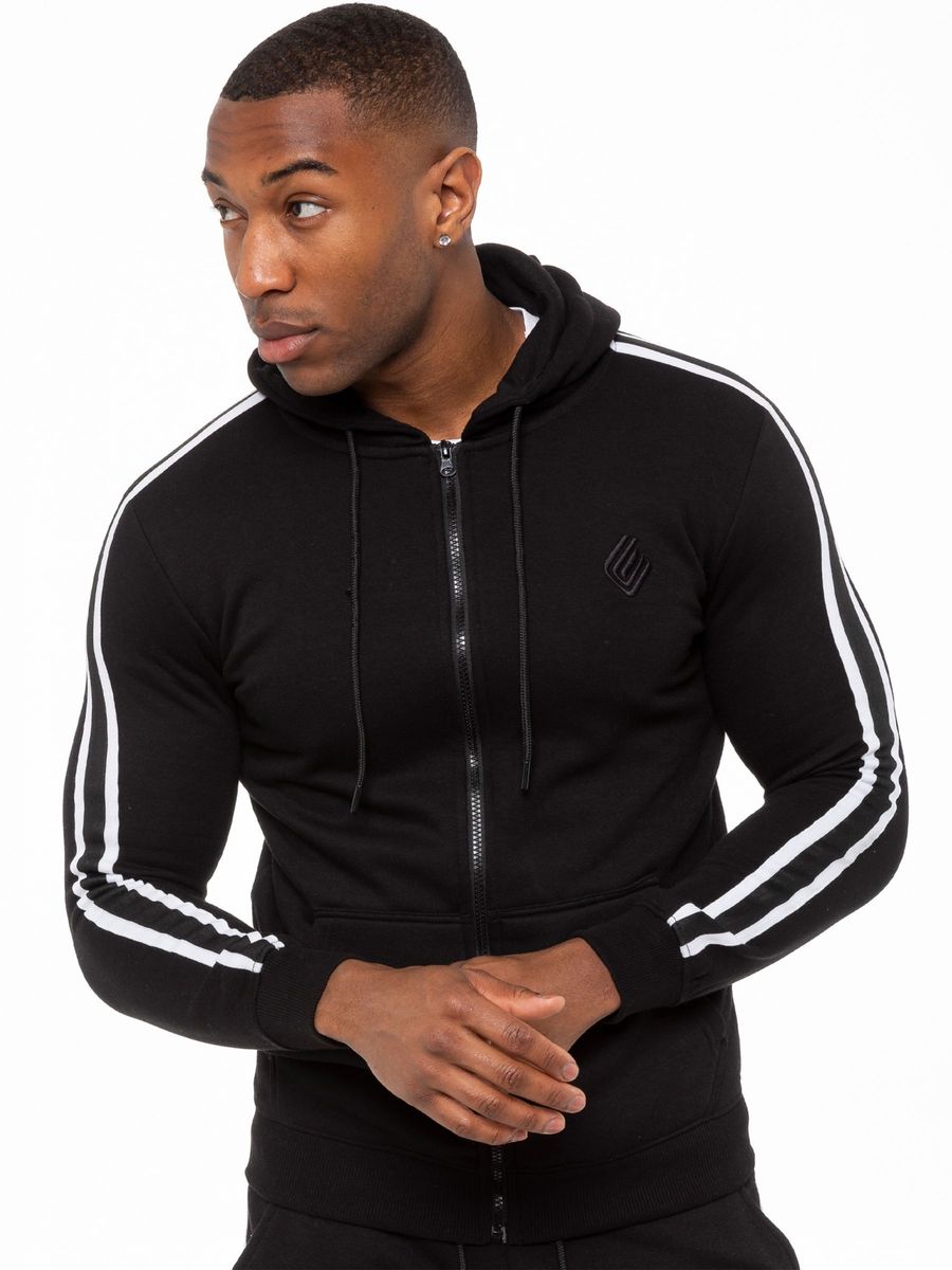 Herren Kapuzenpullover mit Reißverschluss und Streifen