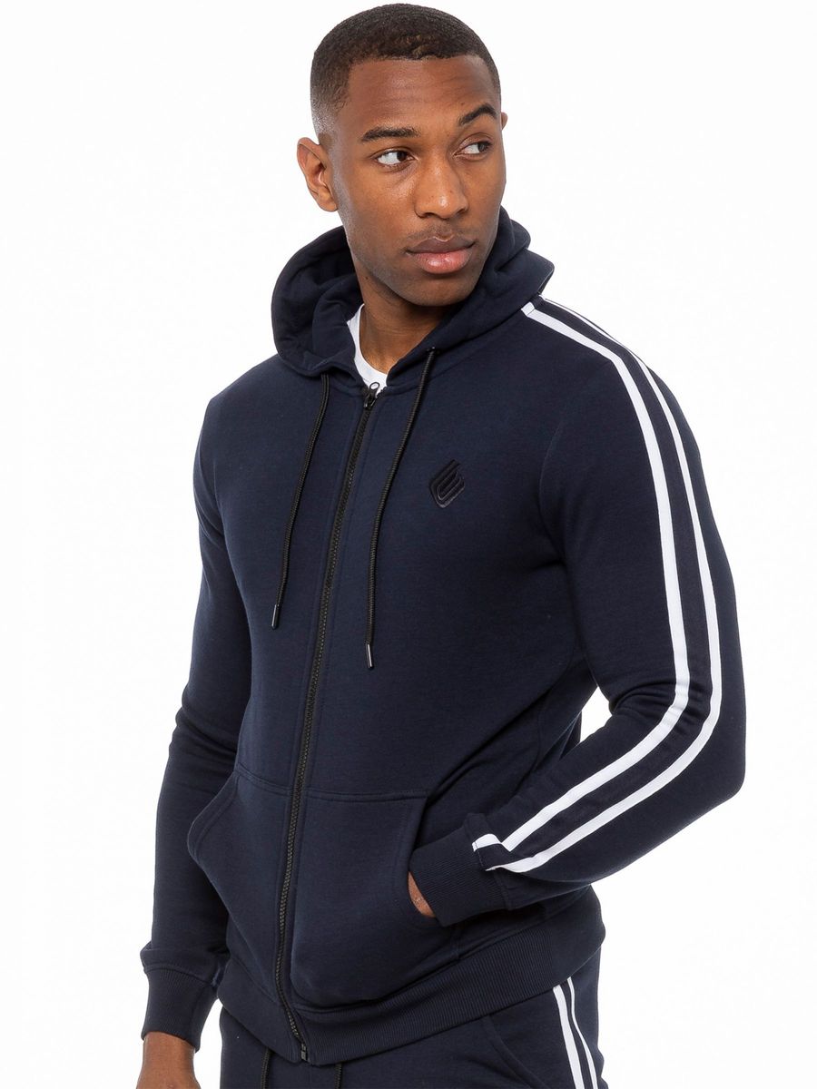 Herren Kapuzenpullover mit Reißverschluss und Streifen
