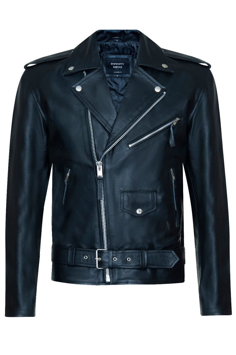 Schwarze Brando Biker Jacke aus Leder