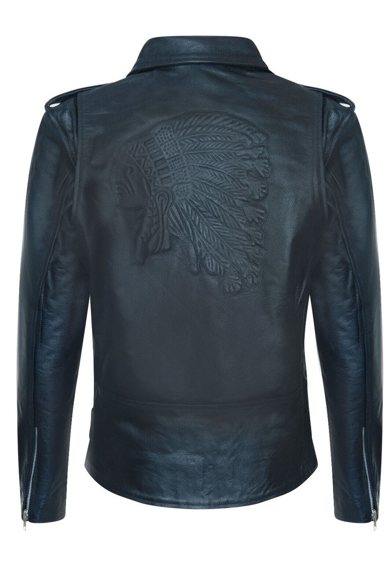 Bikerjacke mit geprägtem Indianer-Motiv