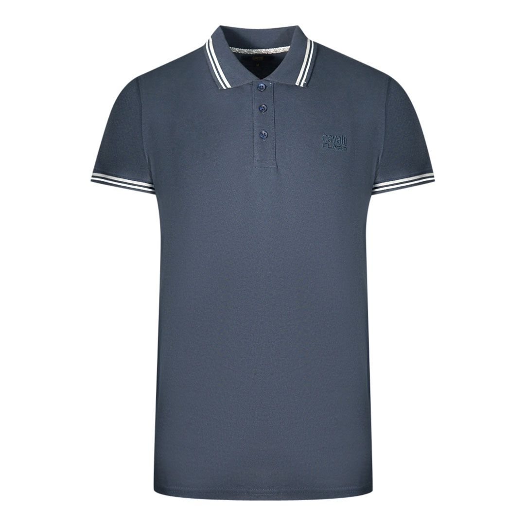 Klassisches Marineblaues Poloshirt mit Zierstreifen