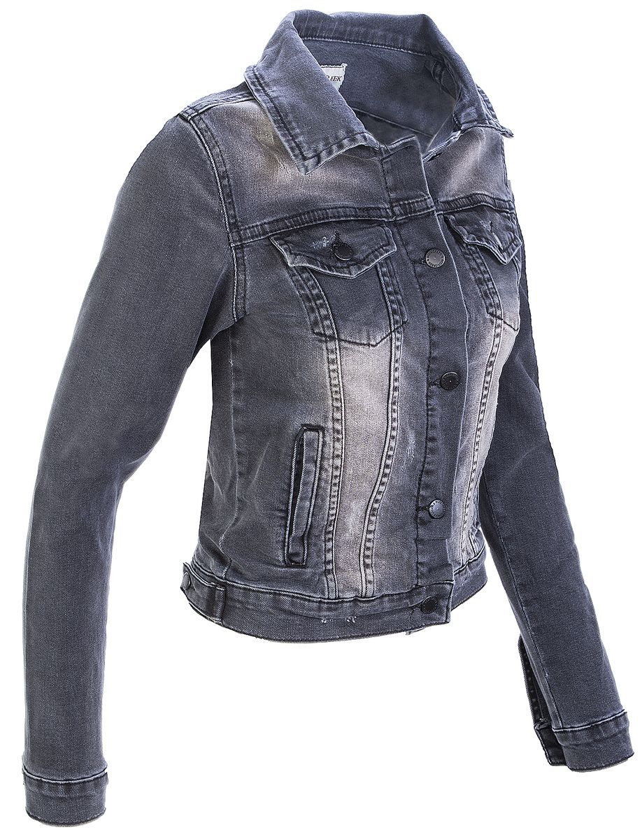 Klassische Jeansjacke in Distressed-Optik