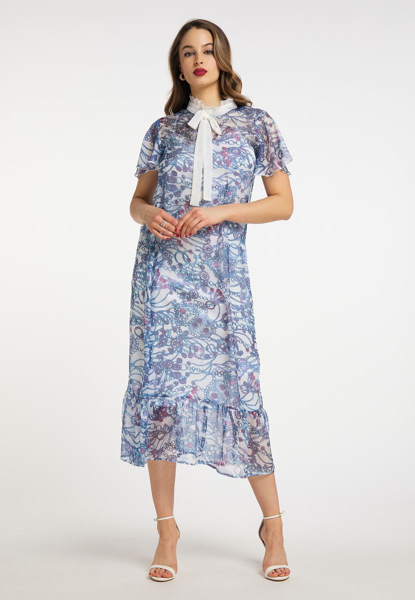 Bedrucktes Midikleid mit Schluppe