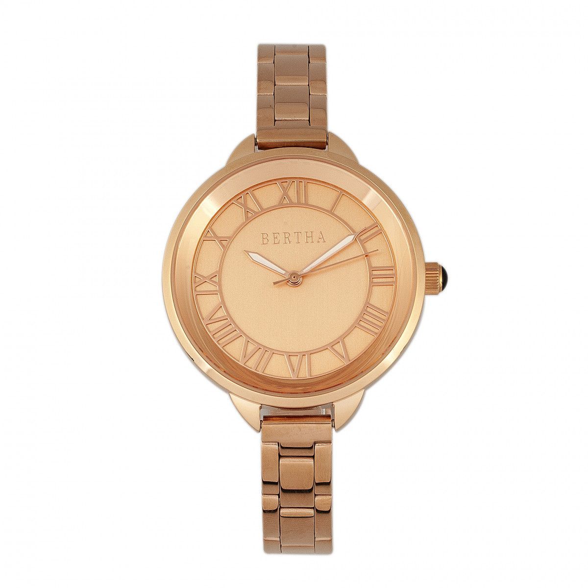 Roségoldene Armbanduhr mit römischen Ziffern