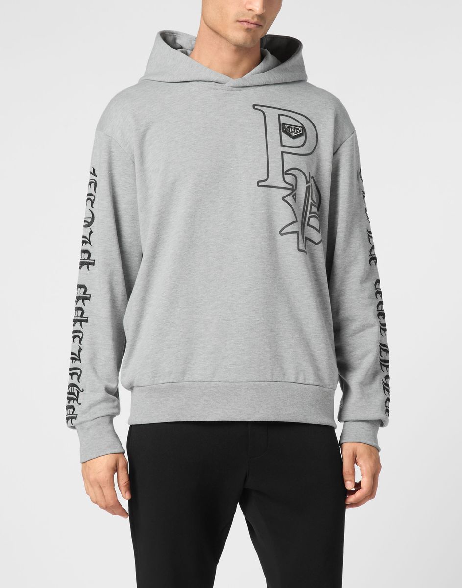 Gothic Logo Baumwollfleece-Kapuzenpullover